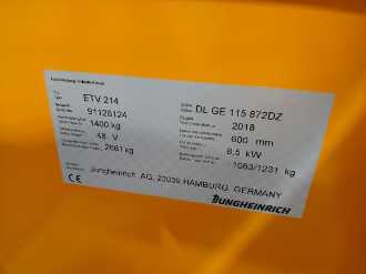 Used Forklift Truck JUNGHEINRICH ETV 214 MP DL GE 115 872 DZ ELEKTRO SCHUBMASTSTAPLER (13065009)