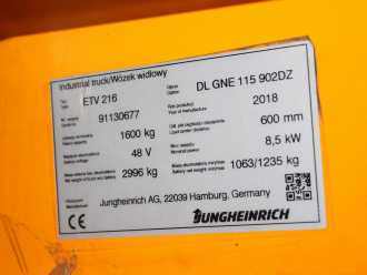 Used Forklift Truck JUNGHEINRICH ETV 320 DL GNE115-902DZ ELEKTRO SCHUBMASTSTAPLER (13071038)