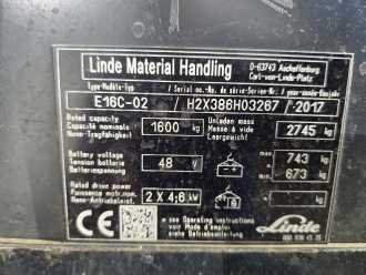 Used Forklift Truck LINDE E16-02 Evo ELEKTRO DREIRADFRONTSTAPLER (13067895)