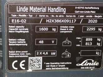 Used Forklift Truck LINDE E16-386-02 ELEKTRO DREIRADFRONTSTAPLER (13008703)