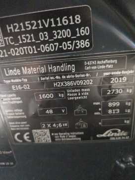 Used Forklift Truck LINDE E16-386-02 ELEKTRO DREIRADFRONTSTAPLER (13026960)