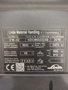 Used Forklift Truck LINDE E16-386-02 ELEKTRO DREIRADFRONTSTAPLER (13043779)