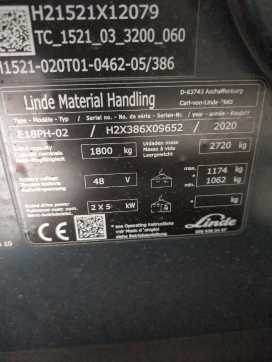 Used Forklift Truck LINDE E18PH-386-01 ELEKTRO VIERRADFRONTSTAPLER (13043785)