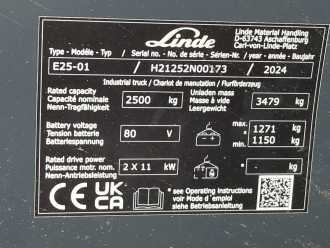Used Forklift Truck LINDE E25-1252-01 ELEKTRO VIERRADFRONTSTAPLER (13070953)