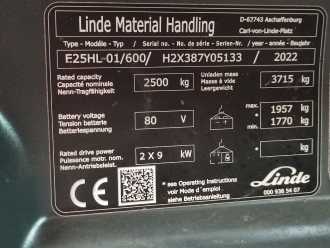 Used Forklift Truck LINDE E25HL-01/600/387 ELEKTRO VIERRADFRONTSTAPLER (13070203)