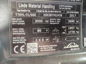 Used Forklift Truck LINDE E30HL-01/600-387 ELEKTRO VIERRADFRONTSTAPLER (13064321)