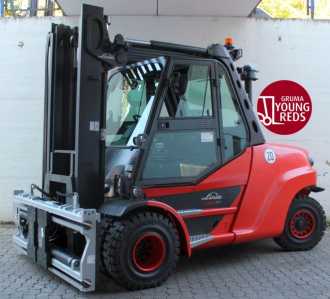 Used Forklift Truck LINDE H 80 D/1100 EVO 396-03 DIESEL VIERRADFRONTSTAPLER (12993139) backdrop