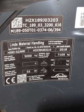 Used Forklift Truck LINDE H50/600D-394-02 DIESEL VIERRADFRONTSTAPLER (13031452)