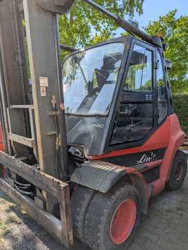 Used Forklift Truck LINDE H80D-02 DIESEL VIERRADFRONTSTAPLER (13036663) backdrop