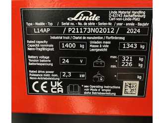 Used Forklift Truck LINDE L14AP/1173 ELEKTRO HOCHHUBWAGENFAHRERSTAND (12920263)