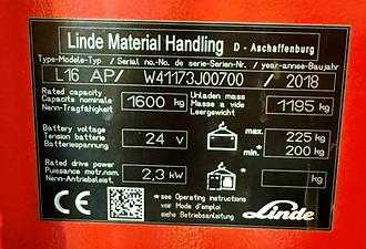 Used Forklift Truck LINDE L16APi/1173 ELEKTRO HOCHHUBWAGENFAHRERSTAND (12944282)