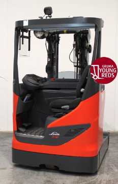Used Forklift Truck LINDE R 10 B 1120 ELEKTRO SCHUBMASTSTAPLER (12932499) backdrop