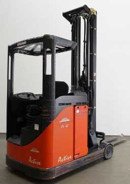 Used Forklift Truck LINDE R 12 C 115 ELEKTRO SCHUBMASTSTAPLER (12876404) backdrop