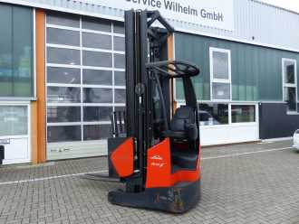 Used Forklift Truck LINDE R14X ELEKTRO SCHUBMASTSTAPLER (13046344) backdrop