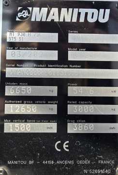 Used Forklift Truck MANITOU MT 930 H WEITERE TELESKOPARMSTAPLER (13053253)