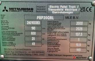 Used Forklift Truck MITSUBISHI PBP 20QBL ELEKTRO HOCHHUBWAGENDEICHSEL (13067422)