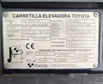 Used Forklift Truck TOYOTA 02-8FGF30 MATRICULADA GAS VIERRADFRONTSTAPLER (13034340)
