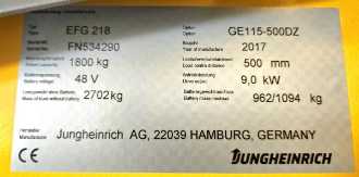 Wózki widłowe używane JUNGHEINRICH EFG 218 SP GE 115-500 DZ ELEKTRO VIERRADFRONTSTAPLER (12831872)