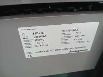 Wózki widłowe używane JUNGHEINRICH EJC 216 115 240 ZT ELEKTRO HOCHHUBWAGENDEICHSEL (13056965)