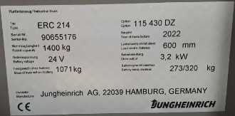 Wózki widłowe używane JUNGHEINRICH ERC 214 KP 115-430 DZ ELEKTRO HOCHHUBWAGENFAHRERSTAND (12930824)
