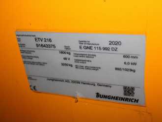 Wózki widłowe używane JUNGHEINRICH ETV 216 SP E GNE115-992DZ ELEKTRO SCHUBMASTSTAPLER (12952597)