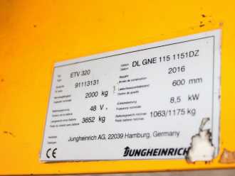 Wózki widłowe używane JUNGHEINRICH ETV 320 DL GNE115-1151DZ ELEKTRO SCHUBMASTSTAPLER (13070508)