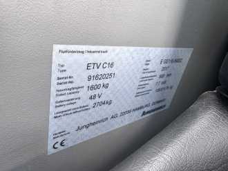 Wózki widłowe używane JUNGHEINRICH ETV C 16 Baujahr 2017 / / Akku 2024 / HH 5,9M/ TOP CONDITION ELEKTRO SCHUBMASTSTAPLER (13068330)