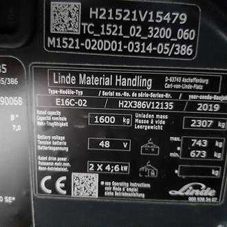 Wózki widłowe używane LINDE E16C Evo ELEKTRO DREIRADFRONTSTAPLER (13069513)