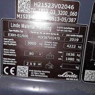 Wózki widłowe używane LINDE E30/600H ELEKTRO VIERRADFRONTSTAPLER (13068168)