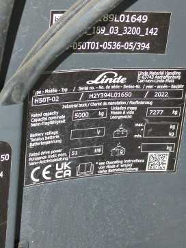 Wózki widłowe używane LINDE H50T-394-02 GAS VIERRADFRONTSTAPLER (13037977)