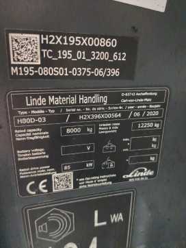 Wózki widłowe używane LINDE H80D-396-03 DIESEL VIERRADFRONTSTAPLER (13064956)