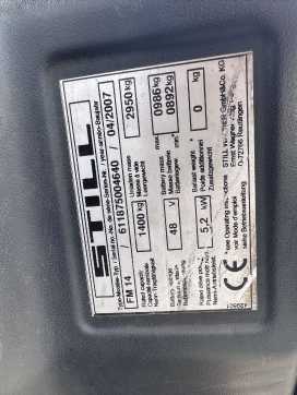 Wózki widłowe używane STILL FM14 Baujahr 2007 / Akku 2015 HH 10,85M/Akku 2015 ELEKTRO SCHUBMASTSTAPLER (13072171)